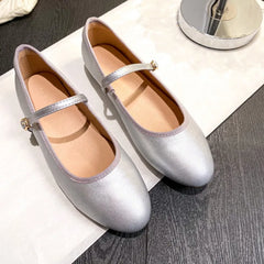 Shiny PU Leaather Flats Mary Janes Shoes Red Elegant Basic Pointed Toe Loafers Daily Casual Black Shoes