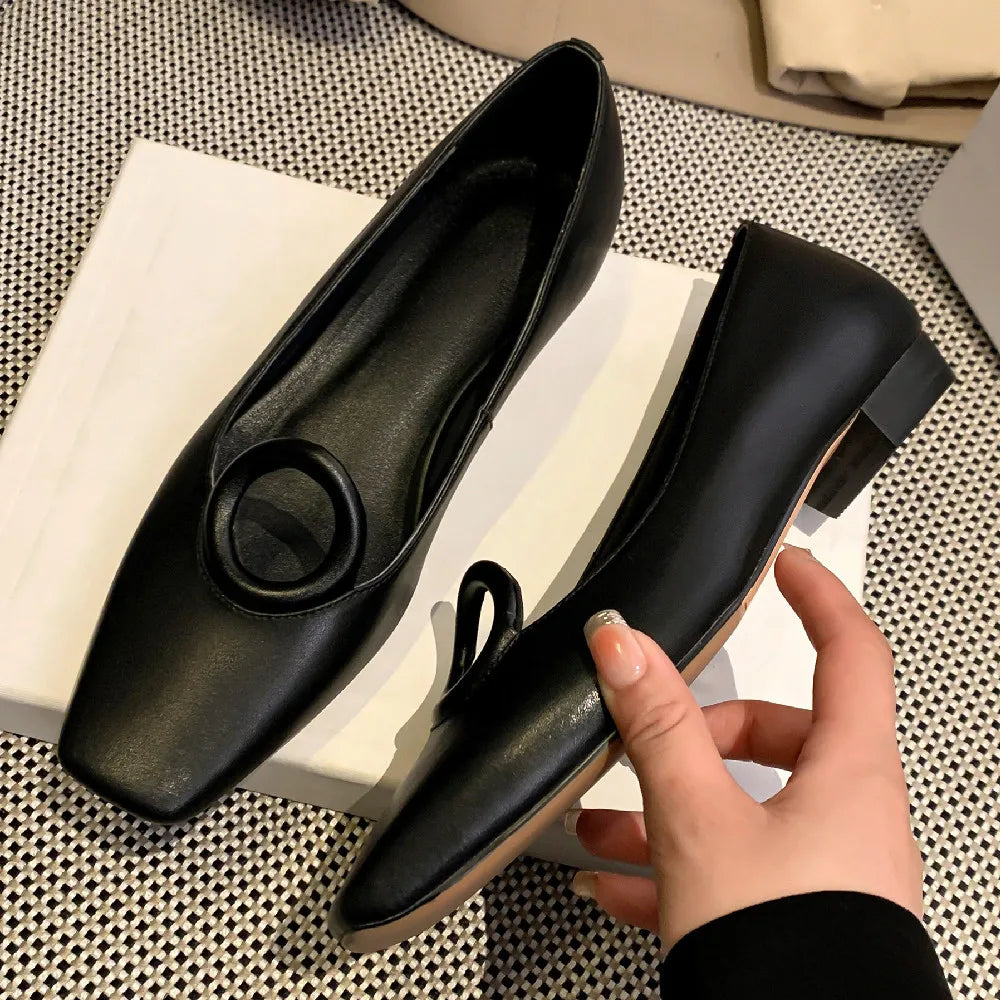 genuine leather square toe slip-on ballet flats leisure soft comfortable high quality espadrilles daily shoes