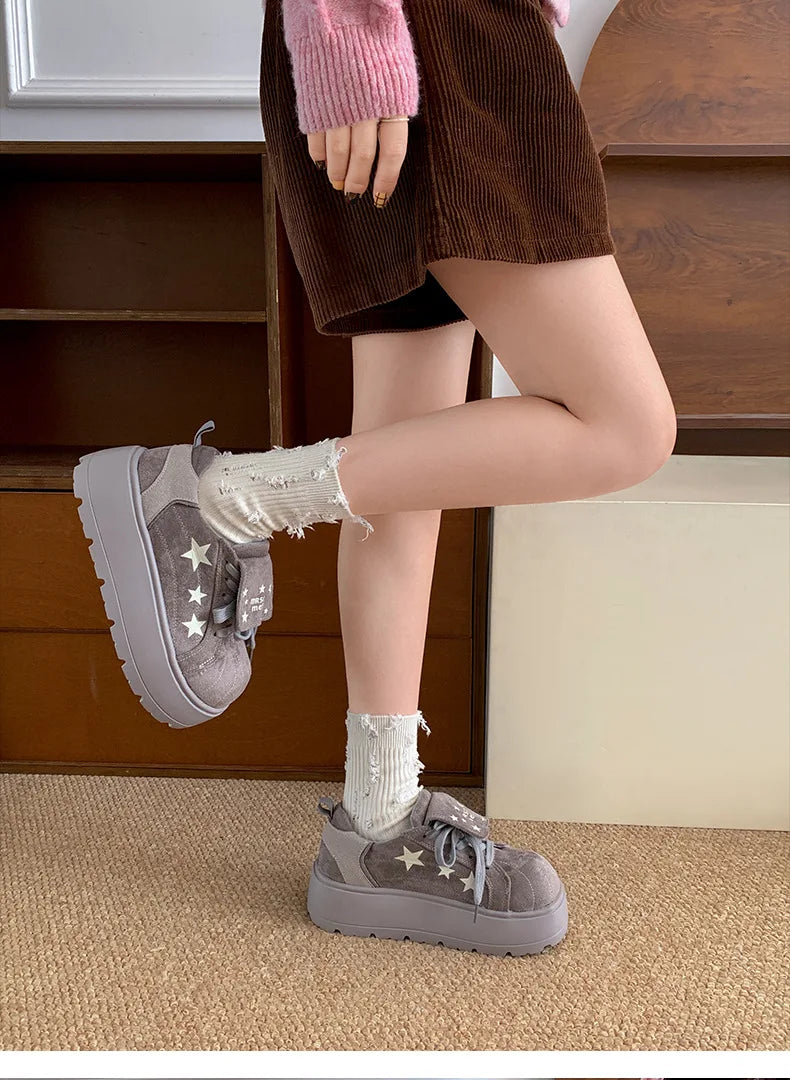 Vintage Low Top Thick Soled Increase Vulcanize Shoes