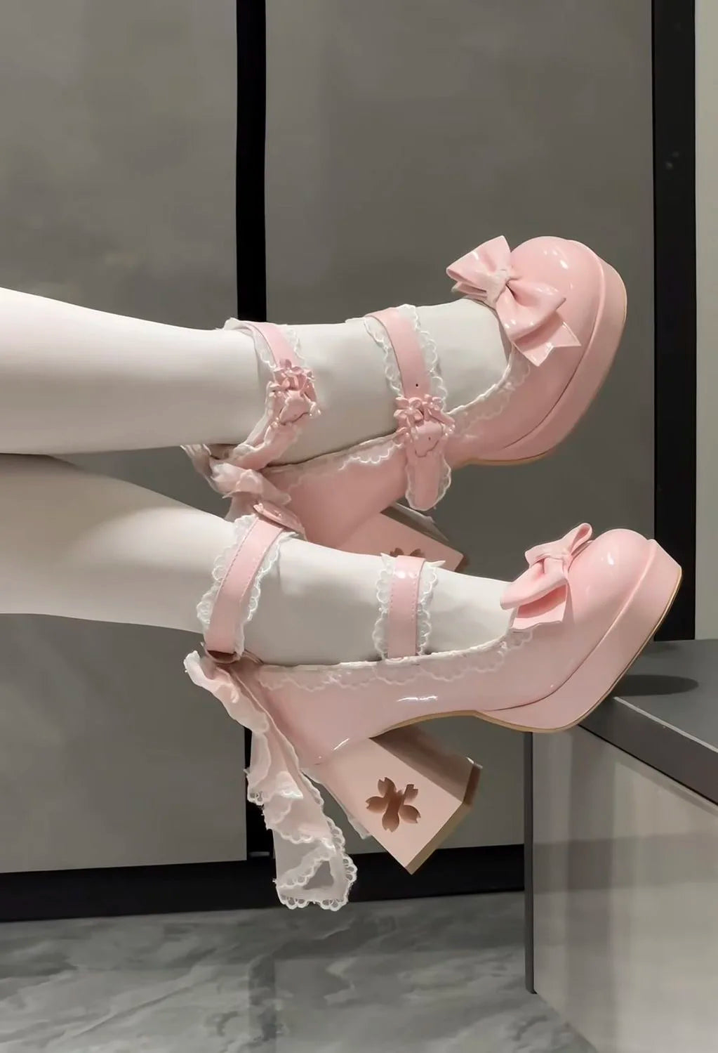 Lovely Girls Lolita Butterfly Knot High Heels Platform Shoes