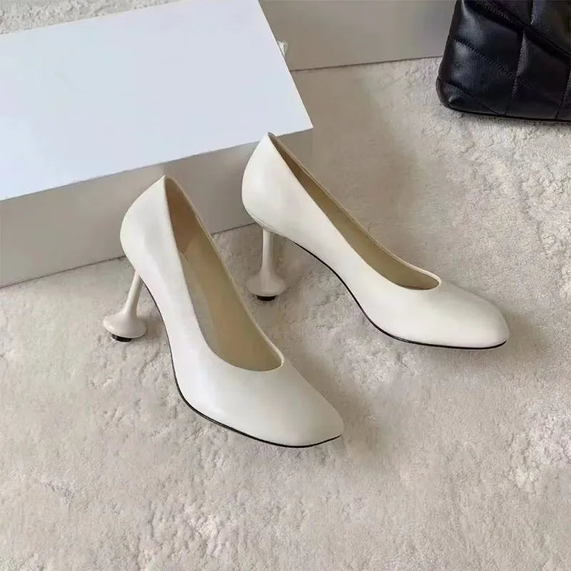 Star style Square toe Soft Leather Office Lady Stiletto High heels Party