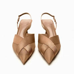 Cross Upper Pumps Slingbacks Point Head Spike Kitten Heels Sandals