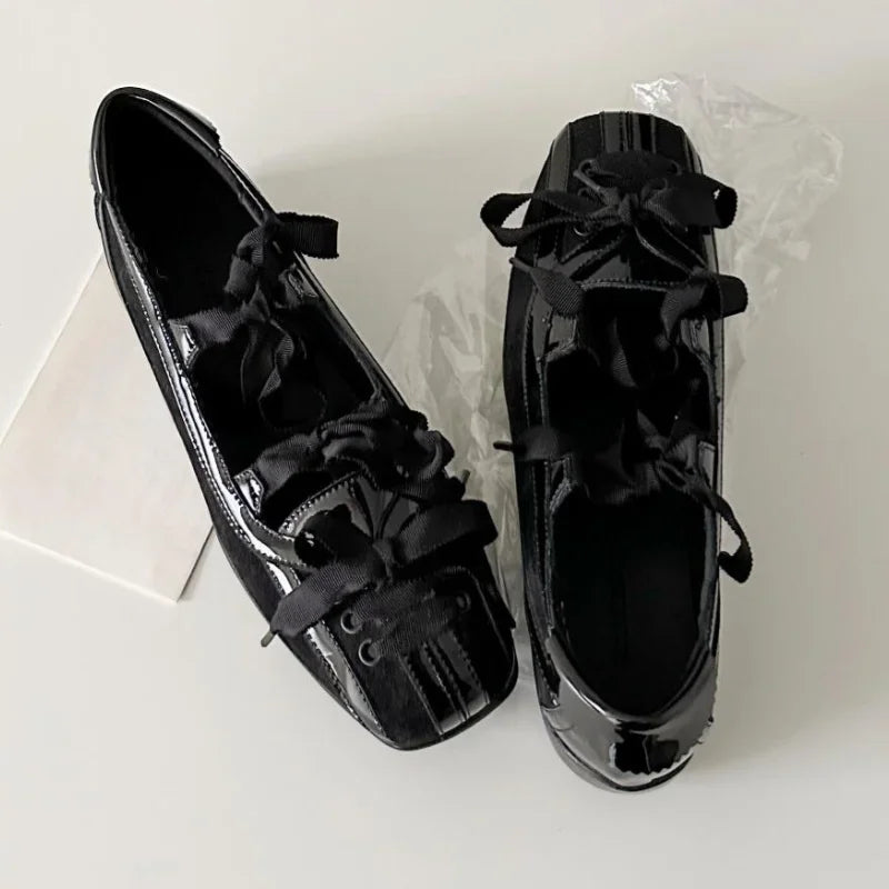Style Color Block Flats Mary Jane Square Toe Bow Sweet Shoes Casual Comfy Daily Dress Slip on Flats Shoes