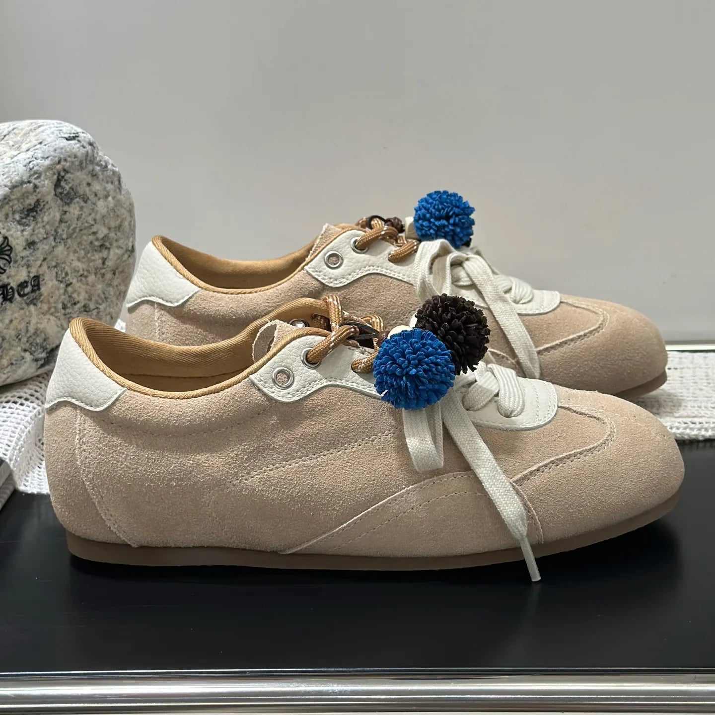 Retro Sporty Thick Bottom Breathable Heightening Shoes Vintage Dequn Round Toe Low Heel Comfortable All Season Shoe