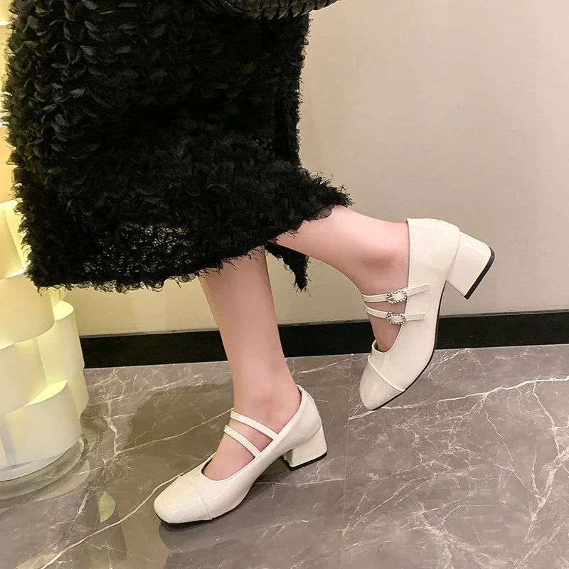 Lolita Mary Jane Shoes Causal Formal Versatile High Heel Shoes Wedding Party Elegant Dress Pumps