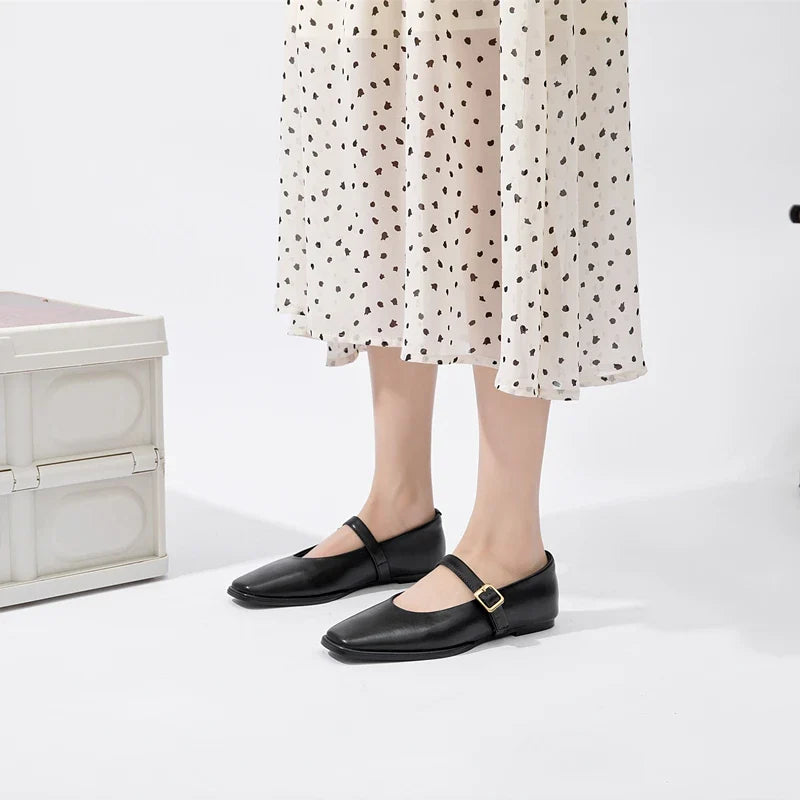 Shoes Genuine Leather Ballet Shoes Buckle Mary Jane Shoes's
