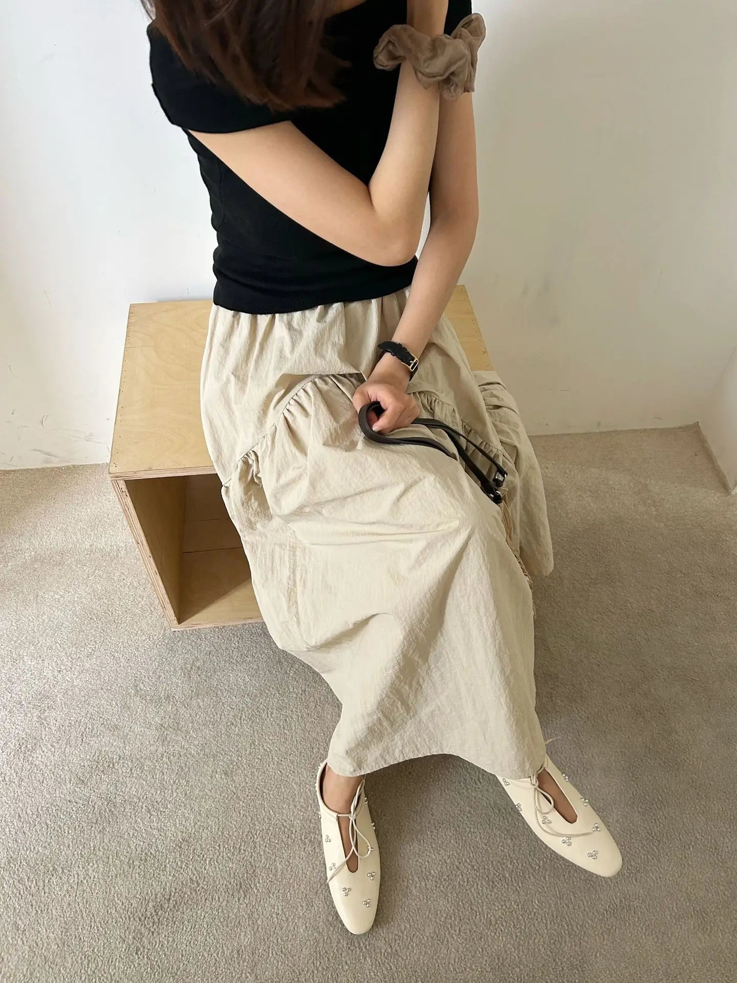 Metal Rivet Decoration Shallow Mouth Ballet Flats High Quality Soft Bottom Lacing Flat Shoes Casual Comfy Shoes