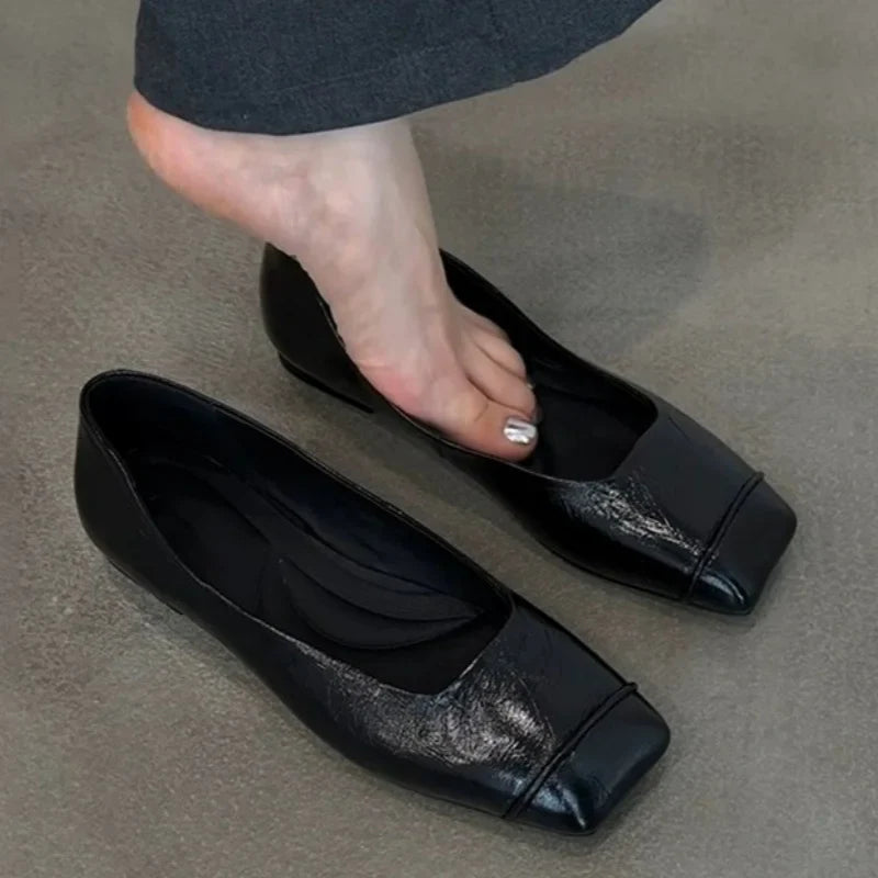 Mary Jane Square Toe Casual Low Heel Shoes Daily Dress Up Temperament Flat Shoes Soft Soled Shoes