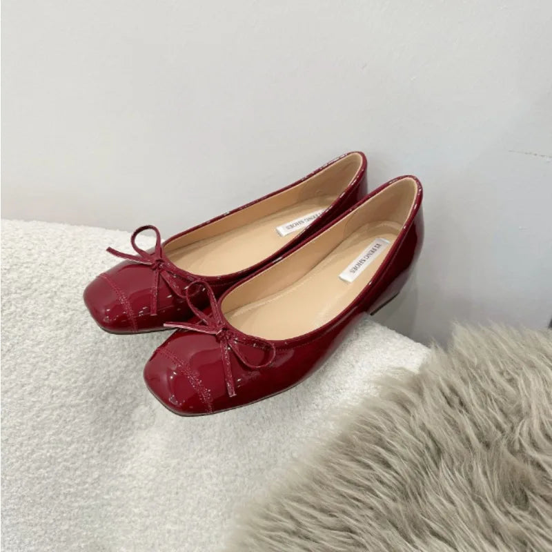 Increase Height 5cm Round Toe Bow-knot Sweet Ballet Shoes Office Woman Shallow Mouth Mary Jane Shoes