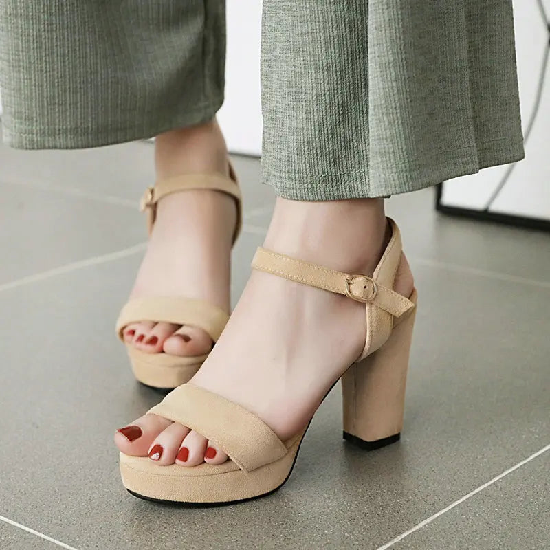 Size 32-43 10cm High Heel Sandals Black Heel Open Toe Sandals Shoes