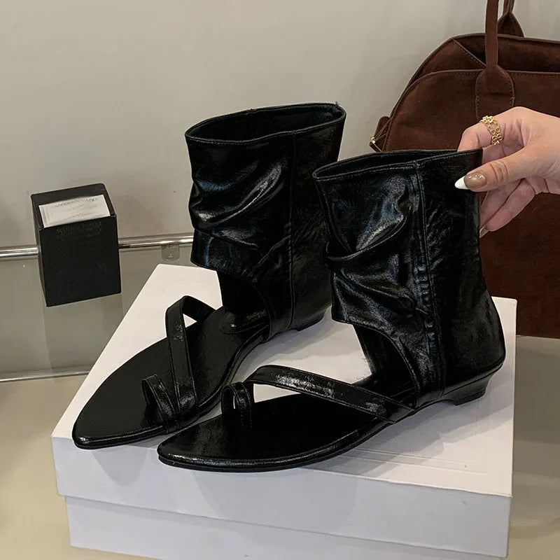 Slip Heeled Sandals Ankle Booties Shoes Flip flops Open Toe Low Heel Sandals Boots