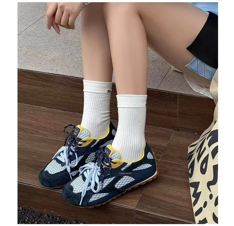 Outdoor Running Shoes Comfortable Lace Up Sneakers Casual Flats Soft Flat Sneakers Shoes