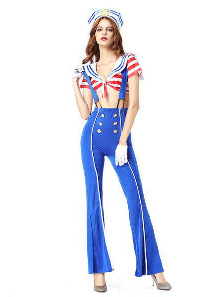 Sailor Costume Mardi Gras USA Flag Stripe Jumpsuit