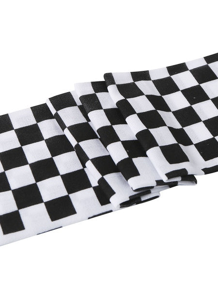Saloon Stockings Plaid Knee High Socks Halloween Cosplay Costume Accessories