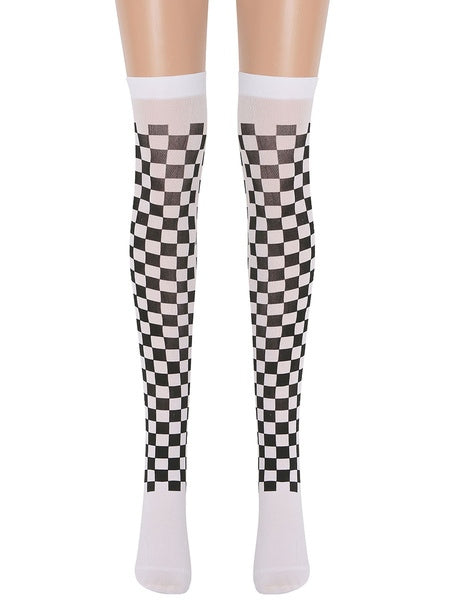 Saloon Stockings Plaid Knee High Socks Halloween Cosplay Costume Accessories