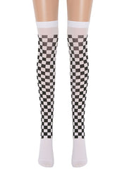 Saloon Stockings Plaid Knee High Socks Halloween Cosplay Costume Accessories