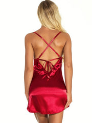 Satin Sleeveless Lingerie Slip Robe Dress