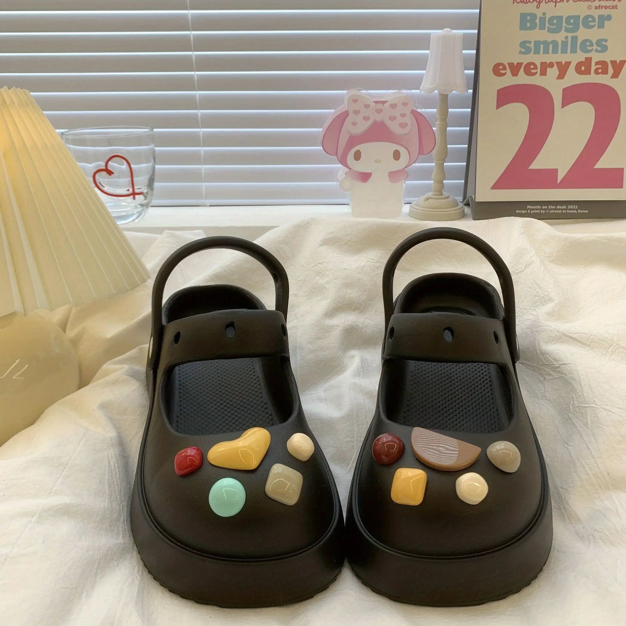 Platform Kawaii Slides Shoes Cute White Slippers and Sandals on Beach Thick Normal Top Designs Vip 39