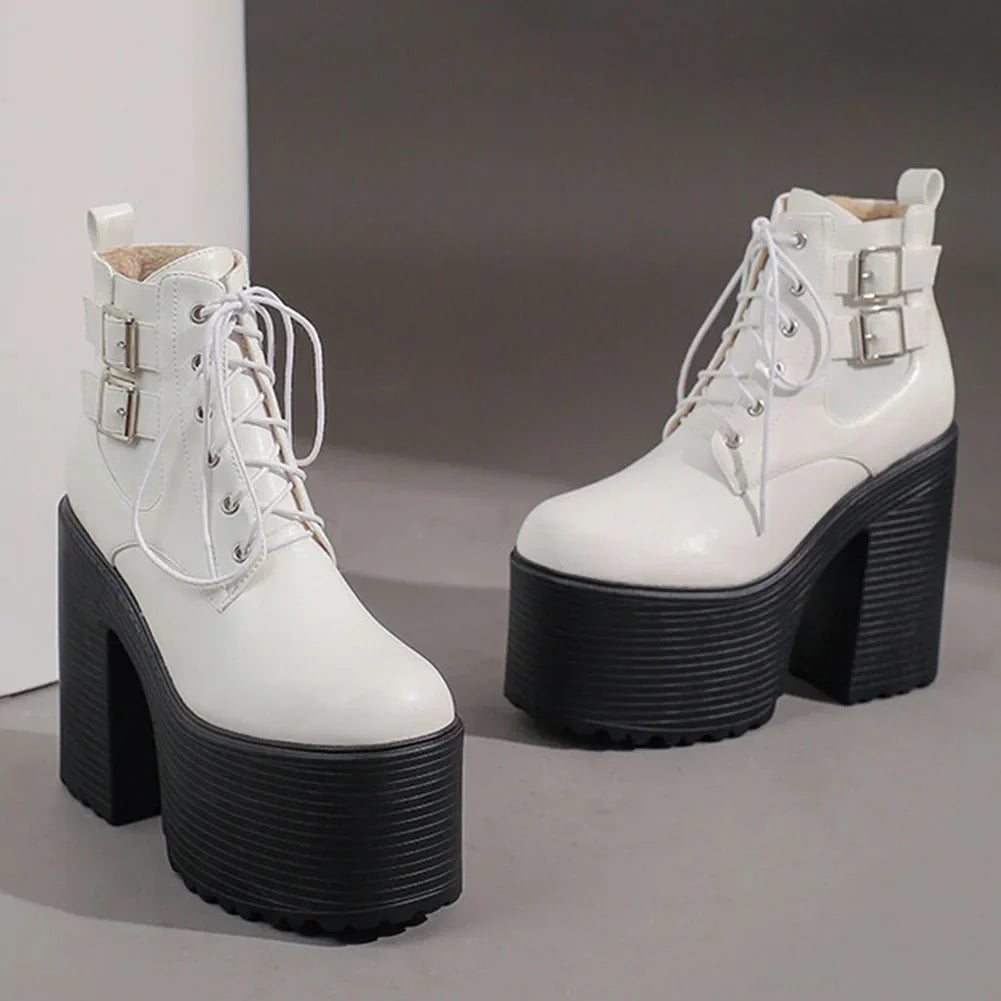 Platform Ankle Boots Brand Design Great Quality Gothic Style Comfy Cool Street Shoes Boots Big Size 43