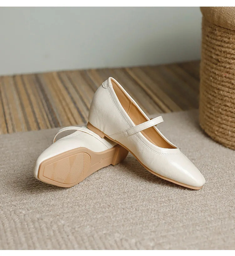 mary janes shoes woman height increasing flats soft leather ankle belt mocasines elevator shoes zapatos de mujer 2025