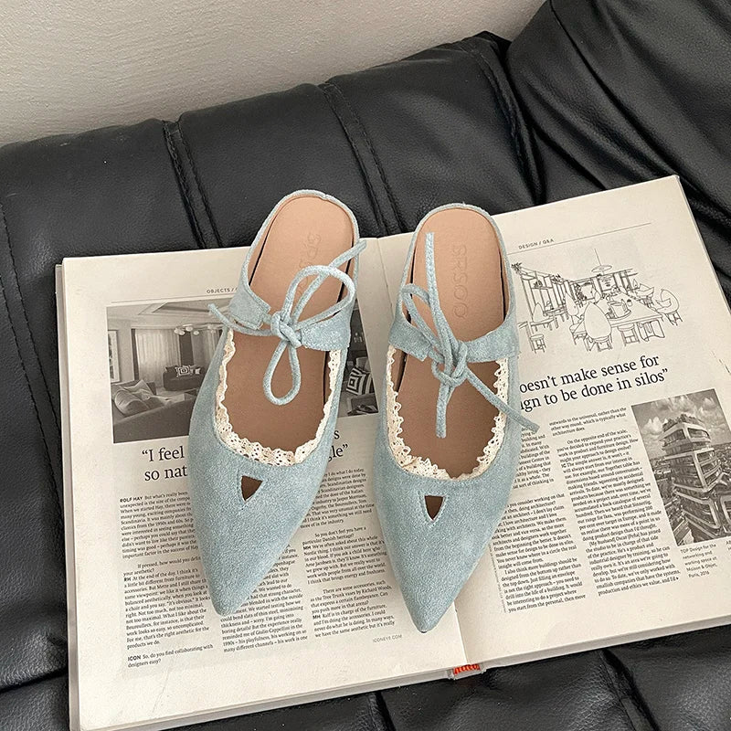 Pointed Toe Mules Slippers Casual Dress Street Style Slip On Shoes