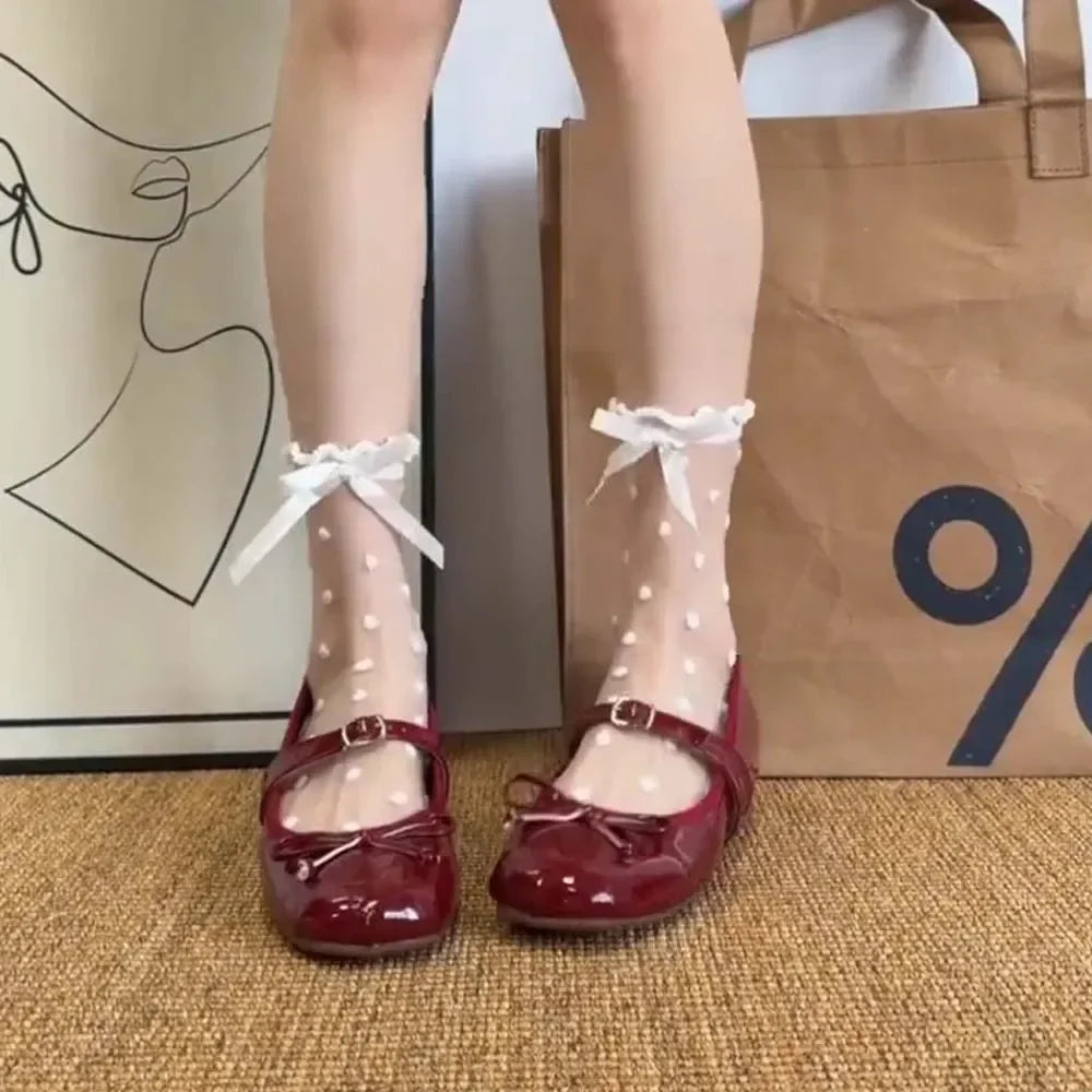 Mary Jane Shoes Bow Shoes Casual Low Heel Dresses Street Style Shoes