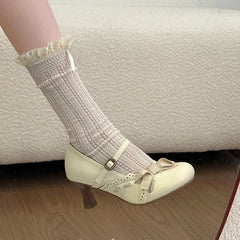 High Heel Shoes 2026 Lolita Style Mary Jane Shoes Elegant Bowknot Party Wedding Ladies