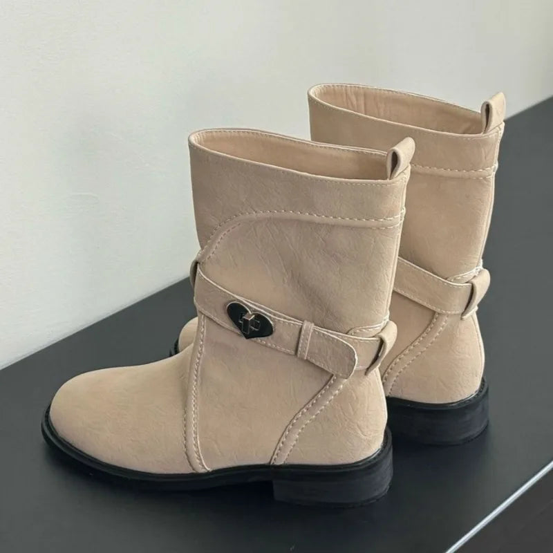 Retro Chunky Heels Ankle Boots