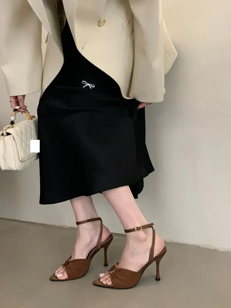 Street Style Elegant Thin High Heels Woman Pumps Pointed Toe Slingbacks Stripper Party