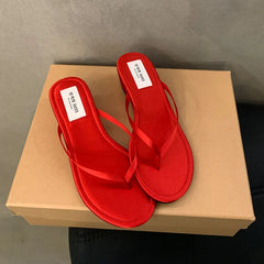 Slipper Narrow Band Slip On Flip On Shoes Low Wedge Heel Outdoor Dress Slides Woman