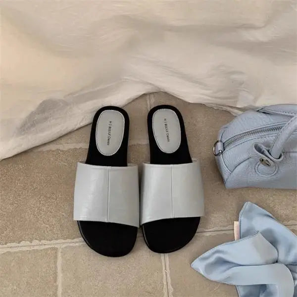 Shoes Slippers Soft Loafers Slides Clogs Woman Comfort Rubber Silver Flat Beach Concise Shoes Silver Ladies' Slip