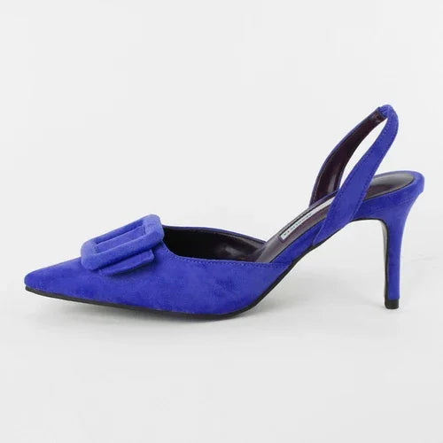 Sandals Pointed Toe High Heels Stiletto Square Buckle Large Size Single Shoes