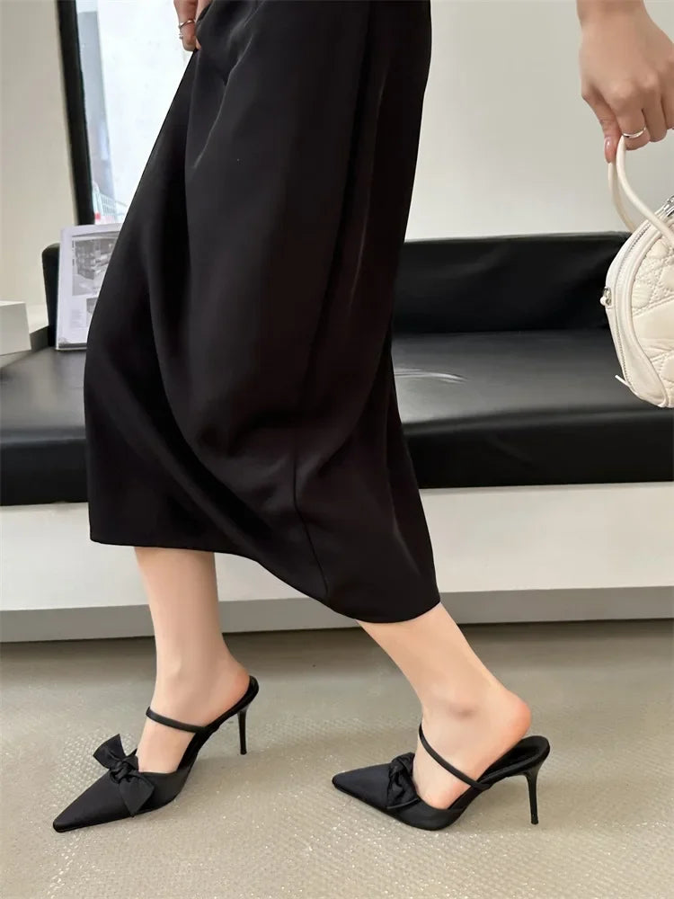 Design Style Butterfly-knot Thin High Heels Pointed Toe Banquet Wedding