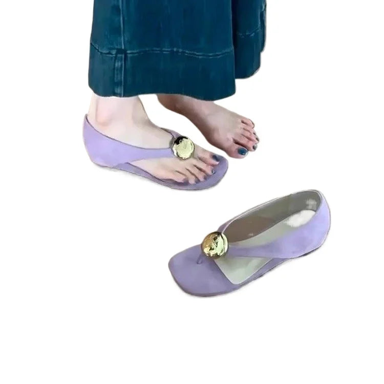 Leisure Toe-Open Sandals Slippers Trendy Rubber Bottom Flat Head Casual Slip-On Shoes High Aesthetic Value