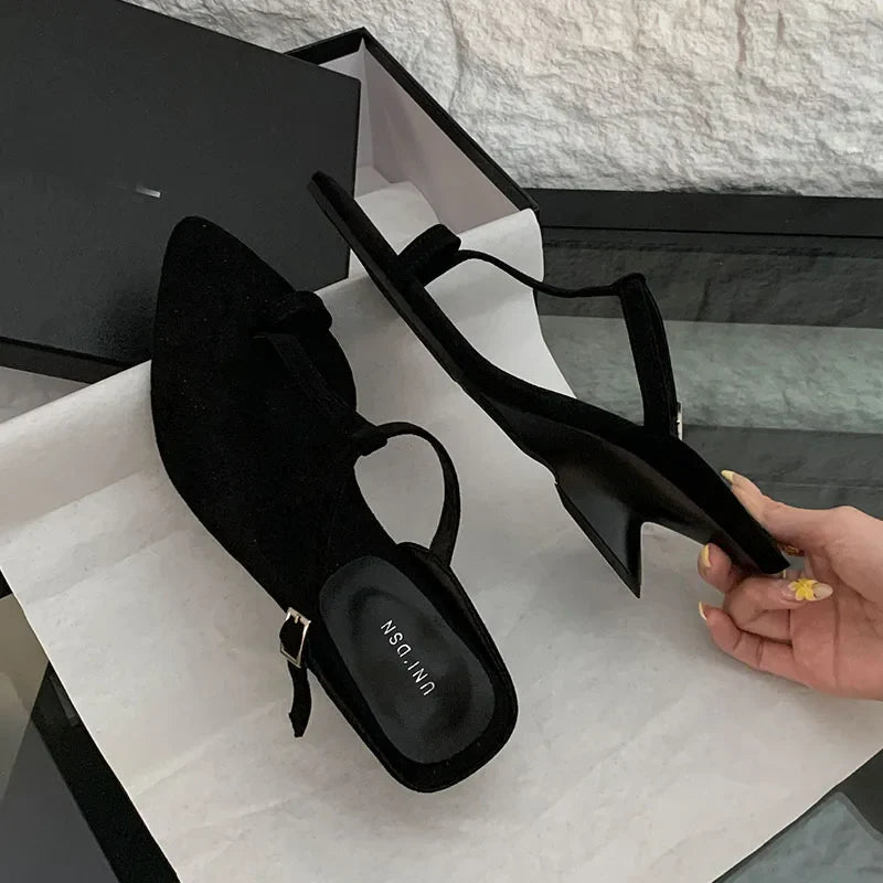 Footwear Wedges Heeled Slippers Shoes Pointed Toe Wedges Slippers Shoes Flip flops