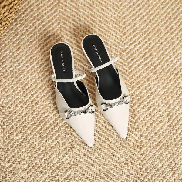 Low Shoes Ladies' Slippers Pointed Toe Butterfly-Knot Flat PU Rubber Strange Style Shoes Woman Butterfly-Knot Slipp