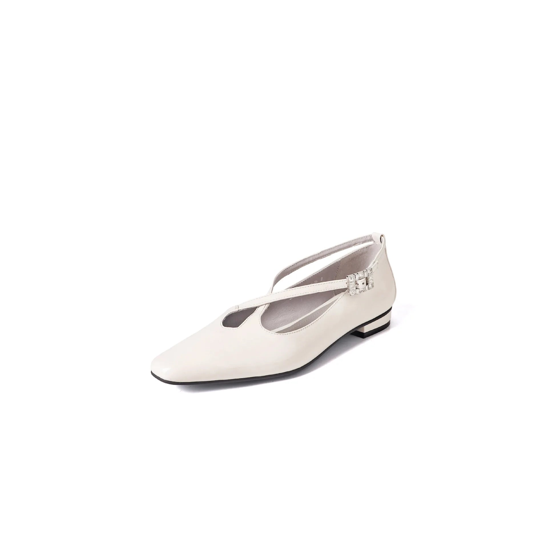 Retro Round Toe Cross Water Diamond With Casual Coarse Heel Mary Jane Shoes French Single Shoes