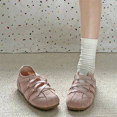 Mary Jane Cross Strap Flats Shoes Elegant Round Toe Comfort Soft Sole Ballerinas Shoes