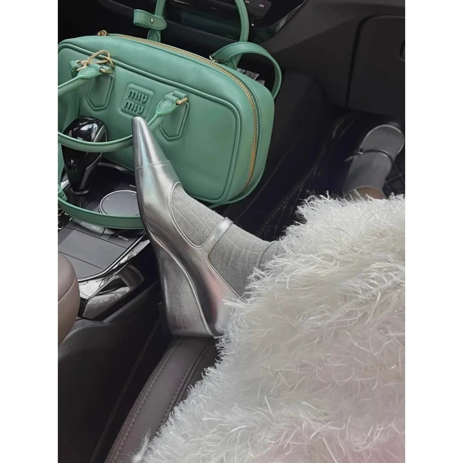Shoes Silver Pointed Toe High Heels Wedge Heel Pumps Buckled Mary Janes Formal Shoes T Stage Catwalk Shoes