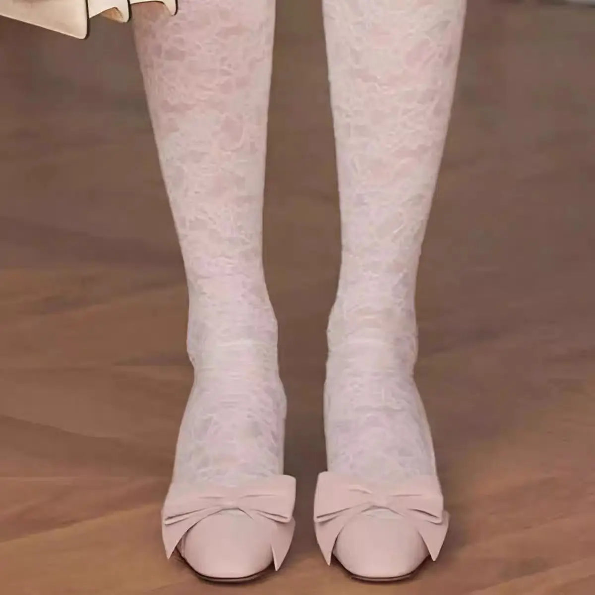 Four Seasons Wear Bowknot Decorative Thick Heel Single Shoes French Temperament Shoes Shallow Toe Slip On