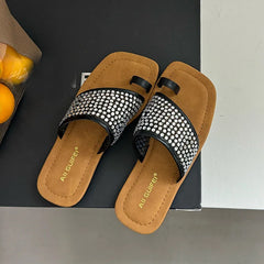 Rhinestones Flats Slippers Shoes Beach Flip flops Slides Flats Sandals Shoes