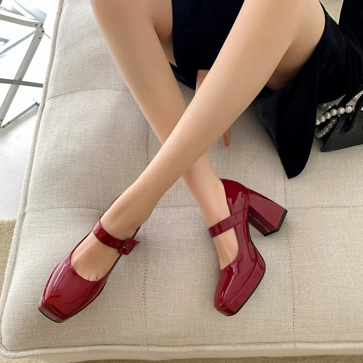 Red Patent Leather Mary Jane Pumps