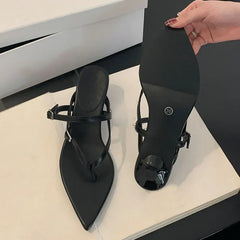 Pointed Buckle Wedge Flip Flops Beach Dress Brand Mule Shoes Slippers
