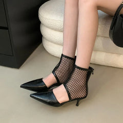 Low Heel Footwear Ankle Sandals Boots Shoes Zippers Pointed Toe Modern Sandals Booties Heeled Shoes
