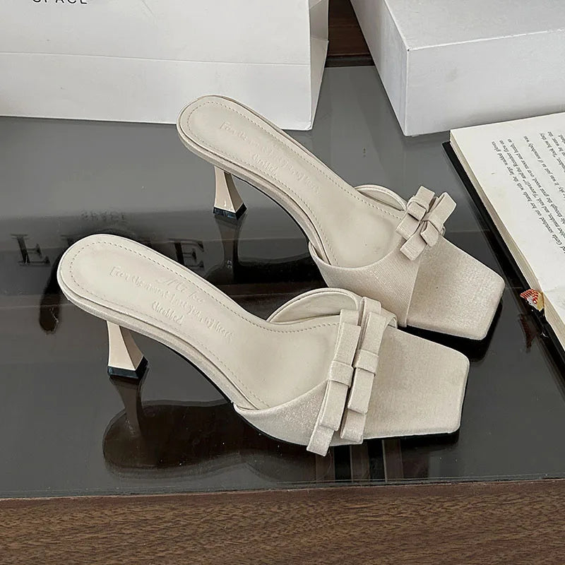 Butterfly-Knot High Heels Pumps Shoes In Slip Thin Heels Shoes