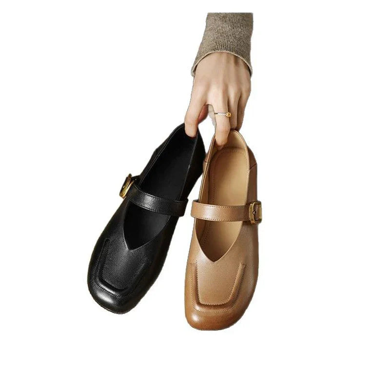Strange Low Heels Flats Woman Buckle Strap Mary Janes Round Toe Flats Loafers Femme Slip On Barefoot Mocassines Mujer Boat Shoes