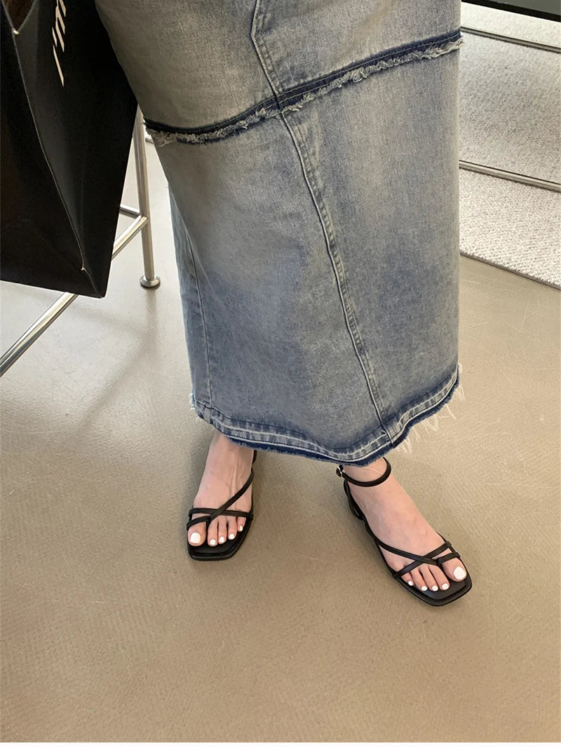 Gladiator Elegant Narrow Band Clip Toe Shoes Comfort Flats Beach Sandalias