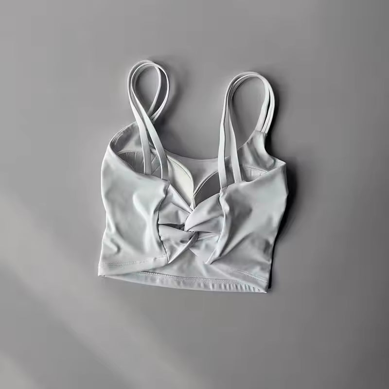 Lingerie Push Up Fixed Pad Back knotted Underwear Running Vest Gym Tops