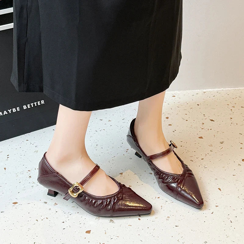 Pointed Toe High Heels Mary Jane Shoes Sandals Dress Shallow Mujer Zapatos