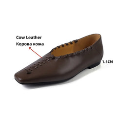 Loafers Walk Loafers Genuine Leather Slip On Flats Shoes Soft Ballet Flats Woman Gold